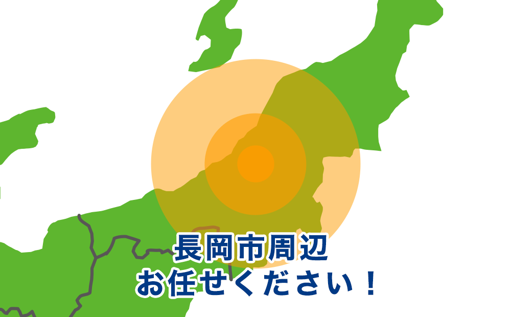 新潟県長岡市、小千谷市、柏崎市、三条市、燕市、見附市、出雲崎町周辺お任せください！